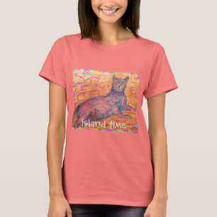 Camiseta hora de la isla del gato de adoquín soleado