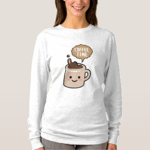 Camiseta hora del café divertido kawaii café