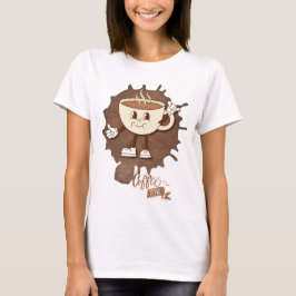 Camiseta **Hora del Café – Taza Sonriente y Vapor Cute 