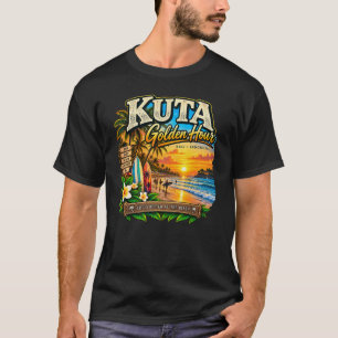 Camiseta Hora Dorada de Kuta Bali Arte de Viaje Vintage