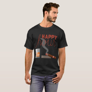 Camiseta Hora feliz con borbón y cigarro