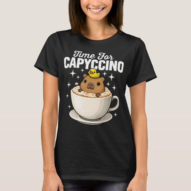 Camiseta Hora para Capyccino divertido Capybara (Anverso)