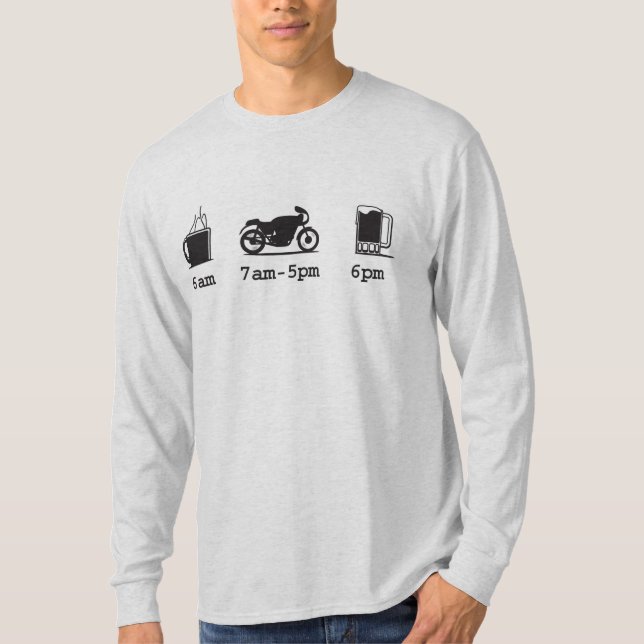 Camiseta Horario de hoy - café, 2wheels, y cerveza - Custo (Anverso)