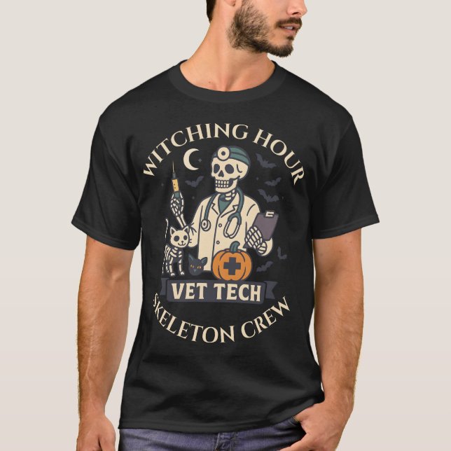 Camiseta Horario de Testigo Vet Tech Skeleton Crew Hallowee (Anverso)