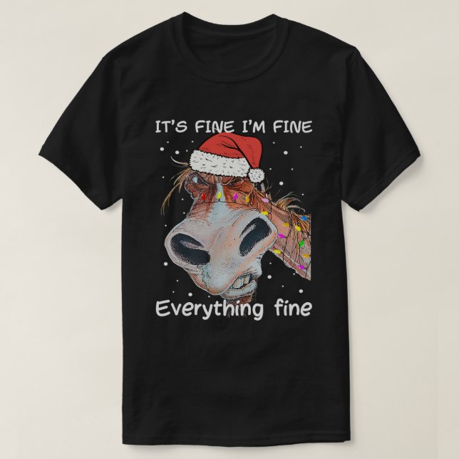 Camiseta Horario divertido Navidades de caballos está bien  (Diseño del anverso)