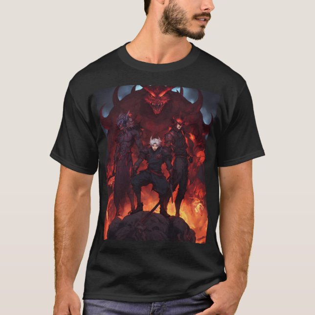 Camiseta Horda Infernal: Cinco demonios desatados (Anverso)