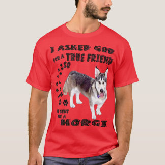Camiseta Horgi Quote Mom, Siberian Husky Corgi Dad Print, S