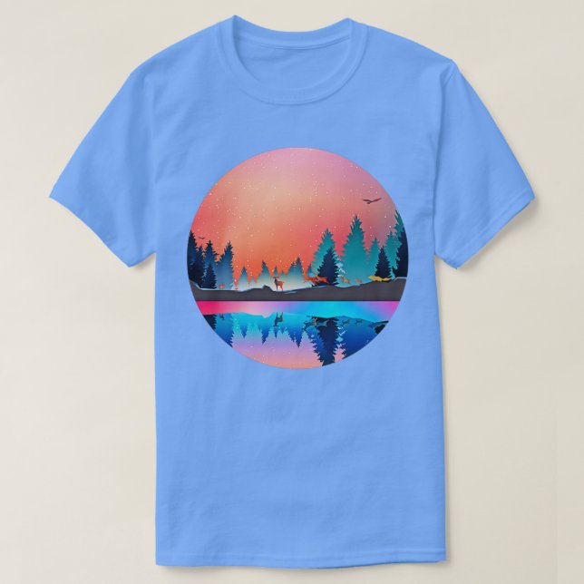 Camiseta Horizonte 3 de las montañas forestales (Diseño del anverso)