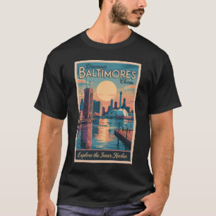 Camiseta Horizonte de Baltimore Maryland Arte de viaje Vint
