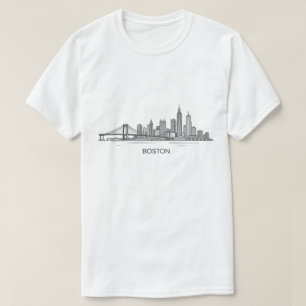 Camiseta Horizonte de Boston Arte de Línea Detallada   Punt