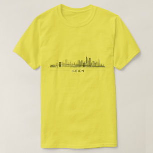 Camiseta Horizonte de Boston Arte de Línea Detallada   Punt
