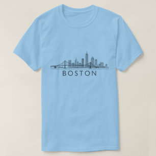Camiseta Horizonte de Boston Arte de Línea Detallada   Punt