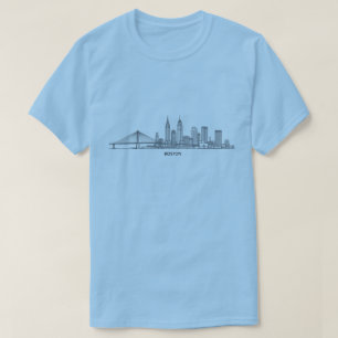 Camiseta Horizonte de Boston Arte de Línea Detallada Punt