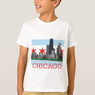Camiseta Horizonte de Chicago y bandera de la ciudad