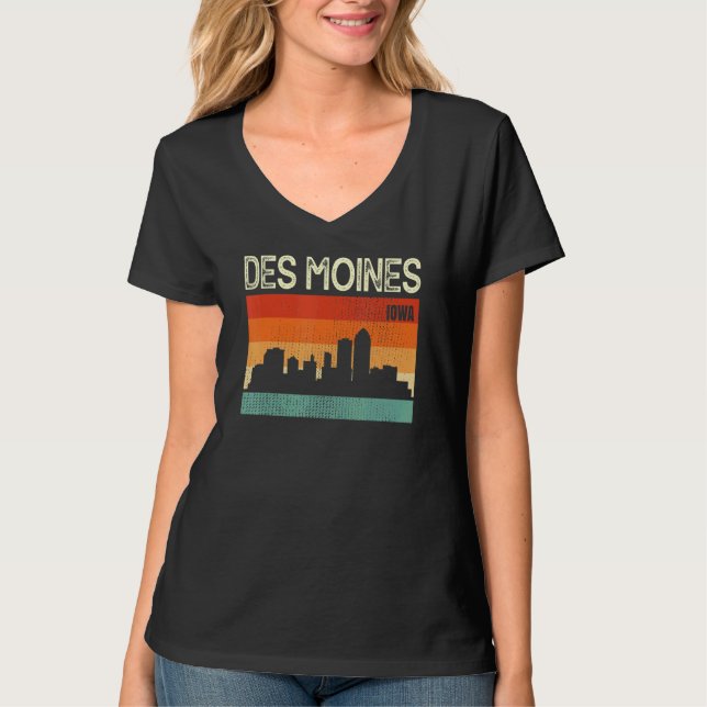 Camiseta Horizonte de Des Moines Iowa (Anverso)