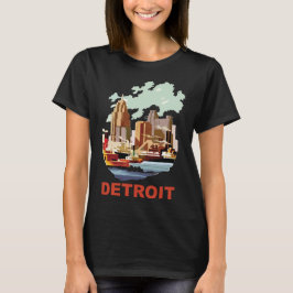 Camiseta Horizonte de Detroit Río, Industrial Retro, Viaje