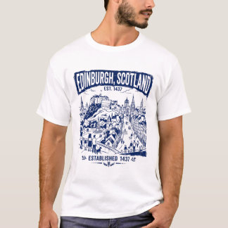 Camiseta Horizonte de Edimburgo Escocia con vista al castil