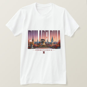 Camiseta Horizonte de Filadelfia Nombre de la Ciudad de Pen