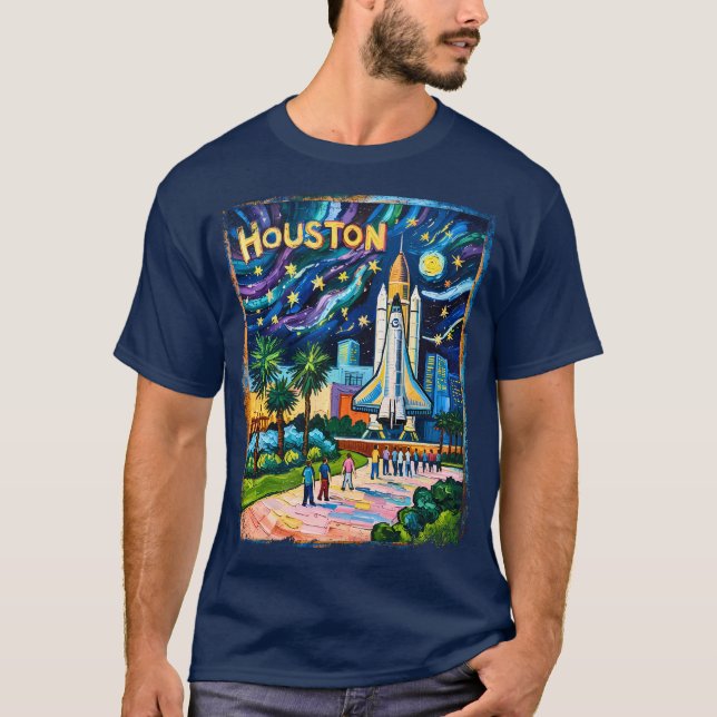 Camiseta Horizonte de Houston Centro Espacial Cohete Van Go (Anverso)