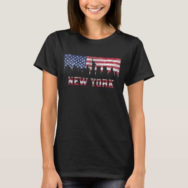 Camiseta Horizonte de la bandera americana de New York City (Anverso)