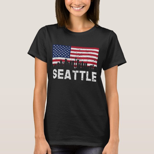 Camiseta Horizonte de la bandera americana de Seattle WA (Anverso)
