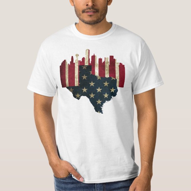 Camiseta Horizonte de la bandera de Dallas, Tejas (Anverso)