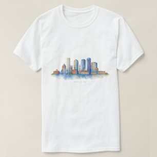 Camiseta Horizonte de la ciudad de Boston en acuarela   Mod