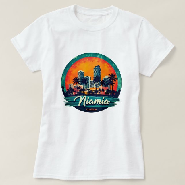 Camiseta Horizonte de la ciudad de Miami Florida (Diseño del anverso)
