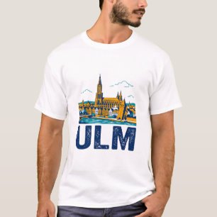 Camiseta Horizonte de la ciudad de Ulm Alemania y río Danub