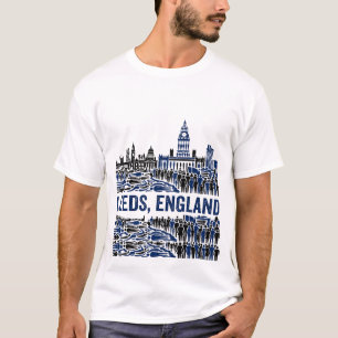 Camiseta Horizonte de Leeds Inglaterra con población urbana