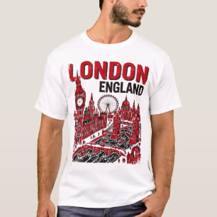 Camiseta Horizonte de Londres, Inglaterra, con monumentos f