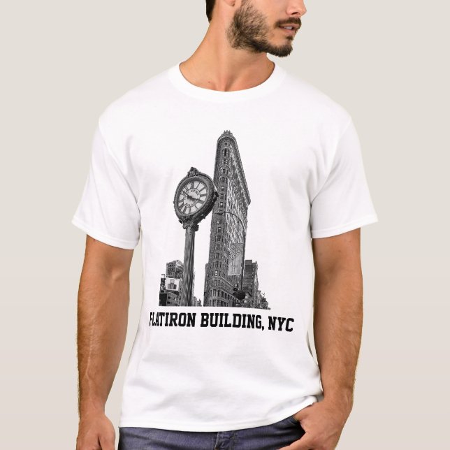 Camiseta Horizonte de NYC: Edificio Flatiron y Reloj (Anverso)