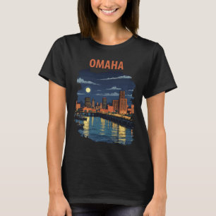 Camiseta Horizonte de Omaha Nebraska Río Noche Viaje