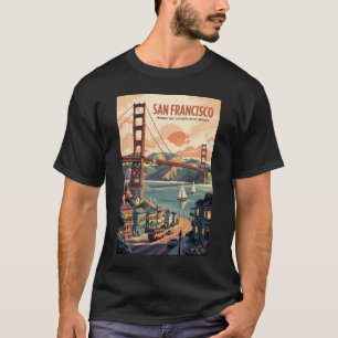 Camiseta Horizonte de San Francisco California Arte de Viaj