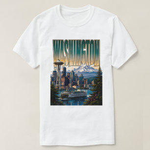 Camiseta Horizonte de Seattle de Washington Vista de montañ