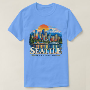 Camiseta Horizonte de Seattle, Washington, Arte de Montaña