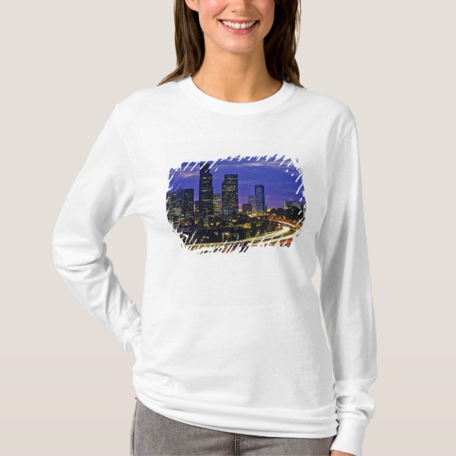 Camiseta horizonte de Seattle, Washington de noche (Anverso)
