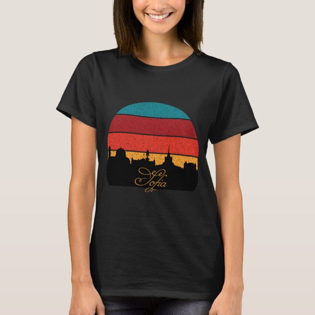 Camiseta Horizonte de Sofía Puesta de sol retro Viajes (Anverso)