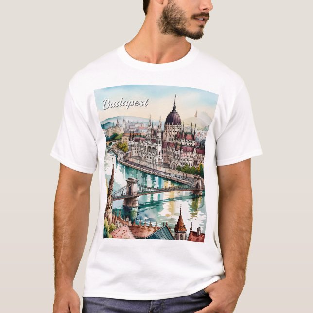 Camiseta Horizonte del Parlamento de Budapest Hungría Río D (Anverso)
