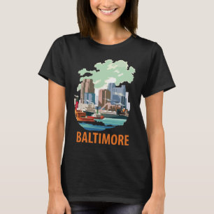 Camiseta Horizonte del puerto de Baltimore Azul Viaje