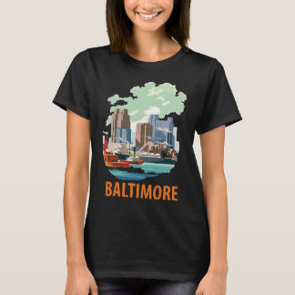 Camiseta Horizonte del puerto de Baltimore Azul Viaje