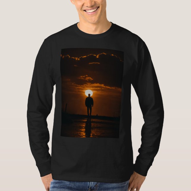 Camiseta "Horizonte dorado: Tee de las vibraciones al atard (Anverso)