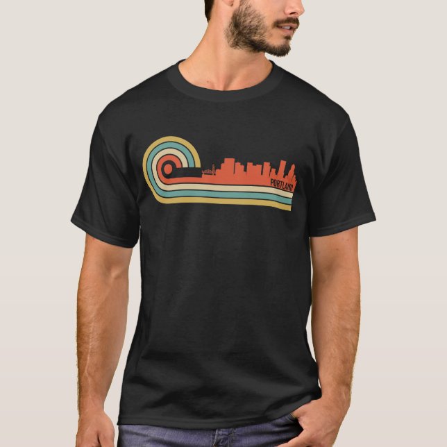 Camiseta Horizonte retro de Portland Oregon del estilo (Anverso)