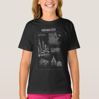 Camiseta Horizonte urbano de Chicago en linóleo