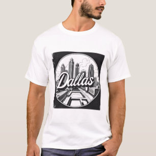Camiseta Horizonte urbano de Dallas Texas en blanco y negro