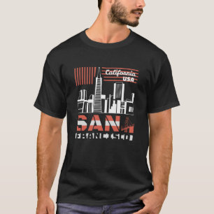 Camiseta Horizonte urbano retro de San Francisco California