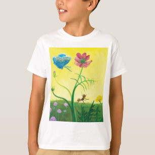 Camiseta Hormiga y mariposa en el prado de flores silvestre
