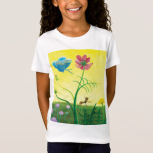 Camiseta Hormiga y mariposa en el prado de flores silvestre