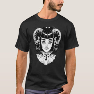 Camiseta Horn Devil Satanic Halloween Glitch Gótico Emo Pun