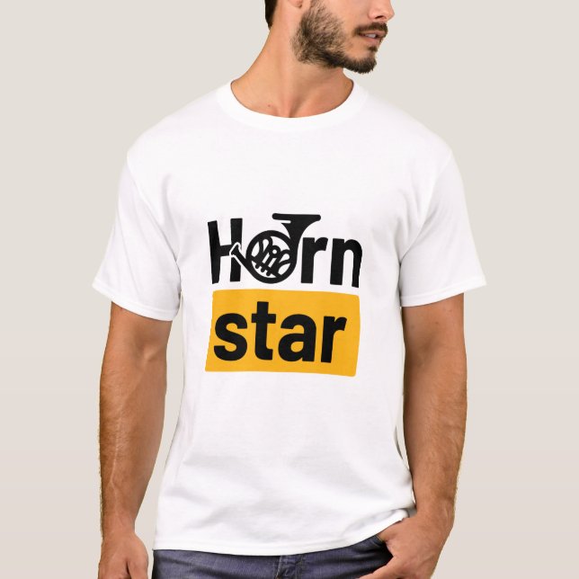 Camiseta Horn Star Funny Músico Francés del Cuerno (Anverso)